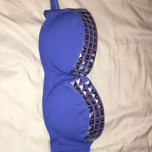Blue bathing suit top.